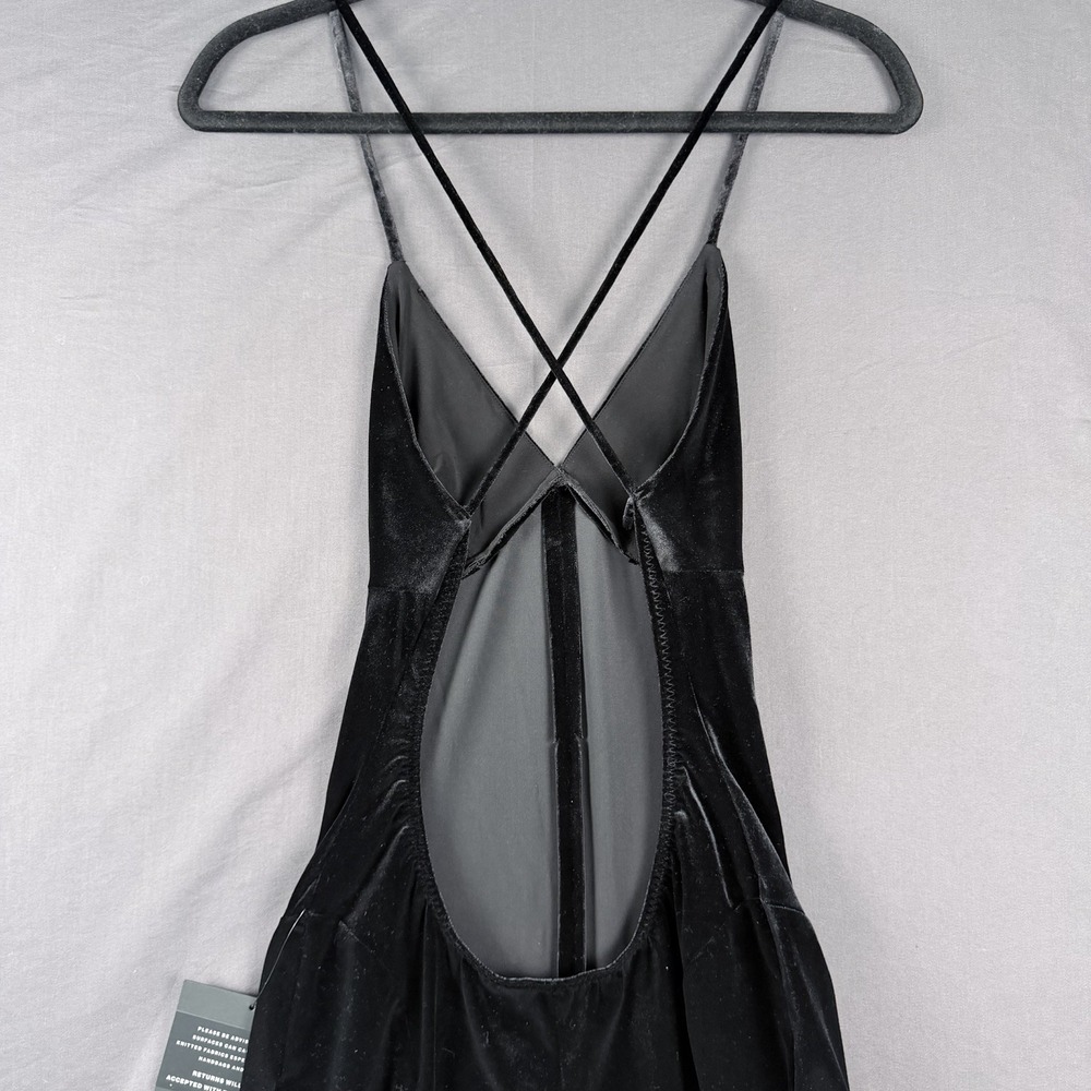 Norma Kamali Velvet Fishtail Jumpsuit Black S/36 Backless Adjustable Straps - Picture 10 of 14